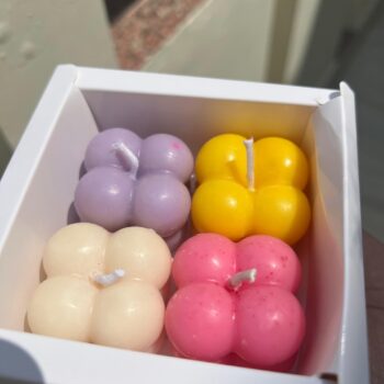 Small Bubble Candles with Personalised Cream Tags