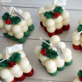Bubble Cube Christmas Candle – Holiday Scented Soy Wax Candle