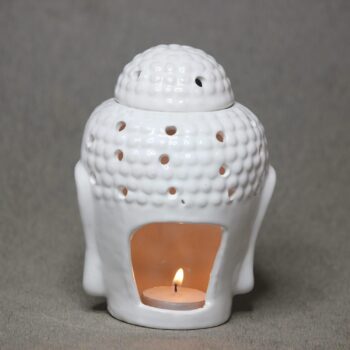 Oil Burner Aroma Diffuser for Essential Oil Aromatherapy for Home Decor and Office (Candle Buddha)